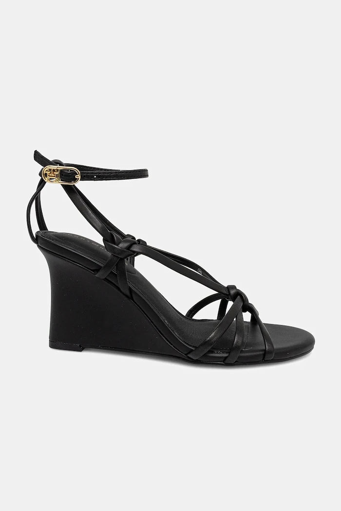 Кожени сандали Tommy Hilfiger LEATHER KNOTS WEDGE SANDAL
