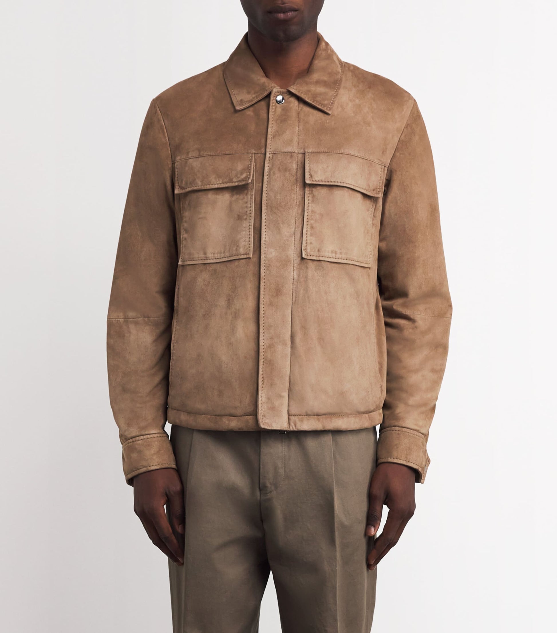 Paul & Shark Brown Aqualeather Suede Shacket