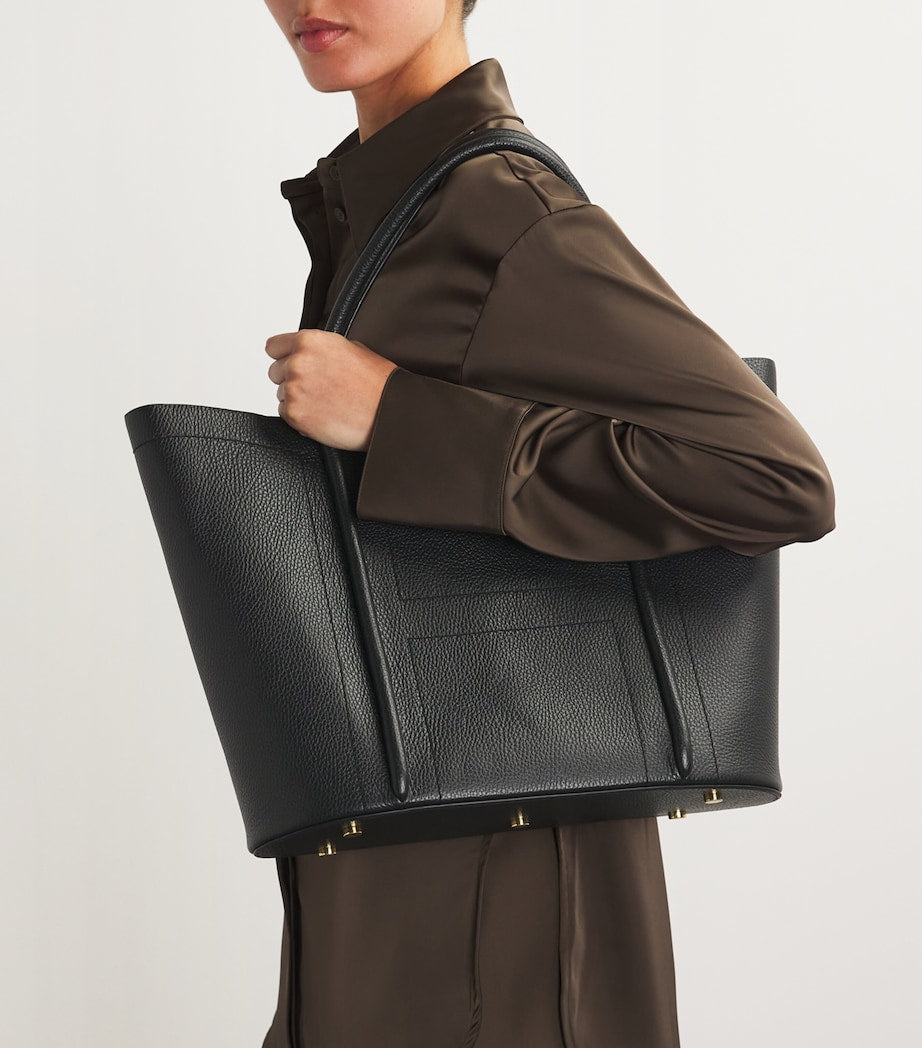 Harrods Black Large Leather Rope Tote Bag