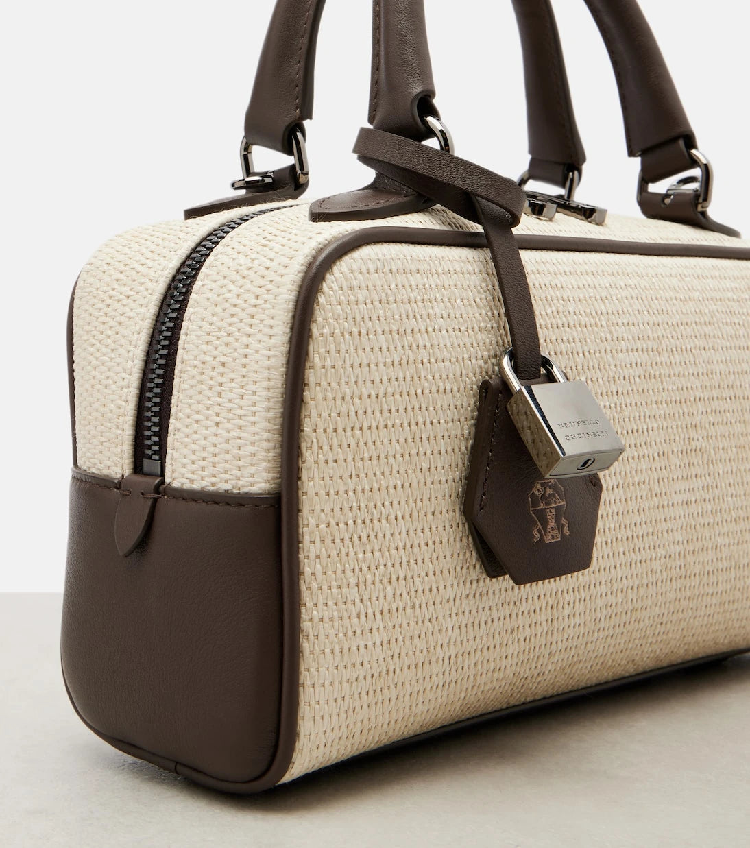 Brunello Cucinelli - Leather-trimmed top-handle bag