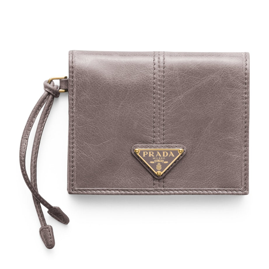 Grey Small Leather Bifold Wallet