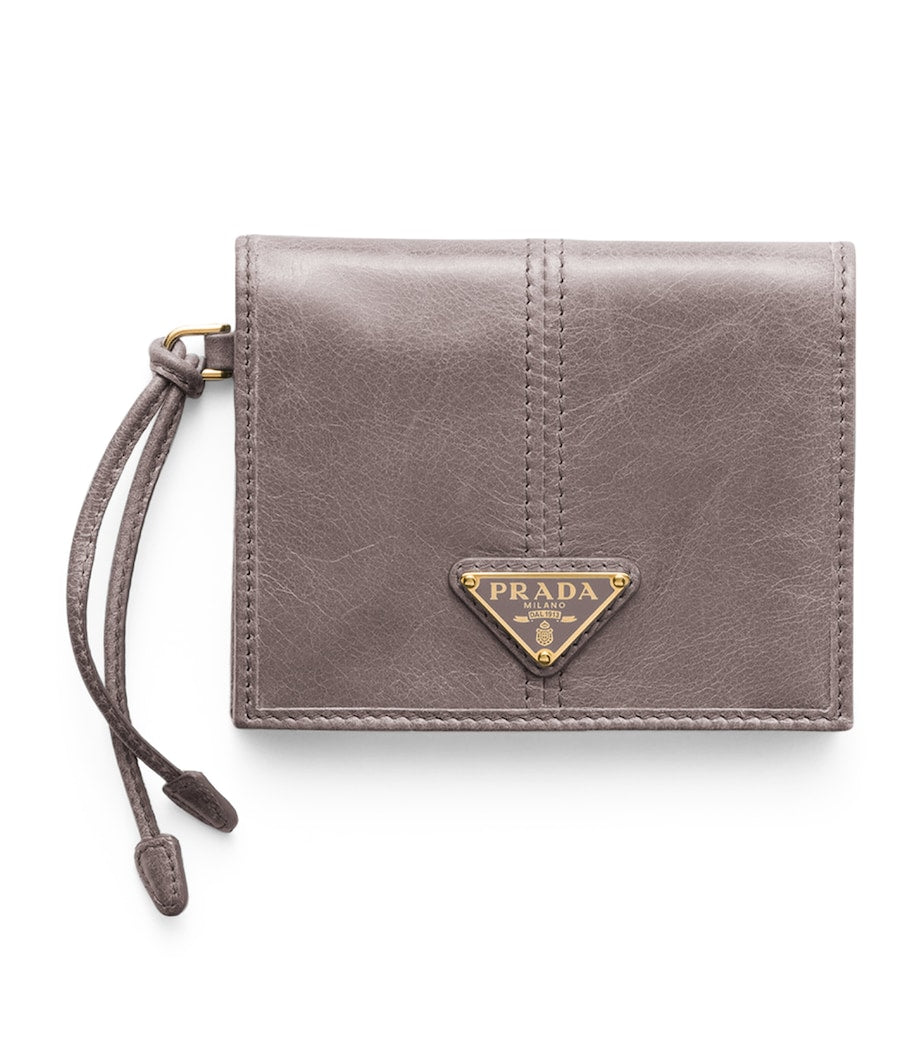 Grey Small Leather Bifold Wallet