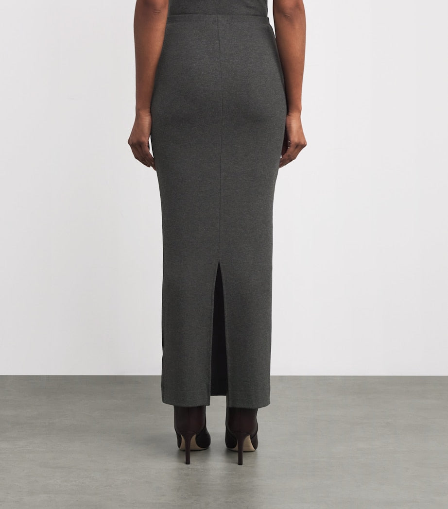 Grey Ribbed Emma Maxi Skirt