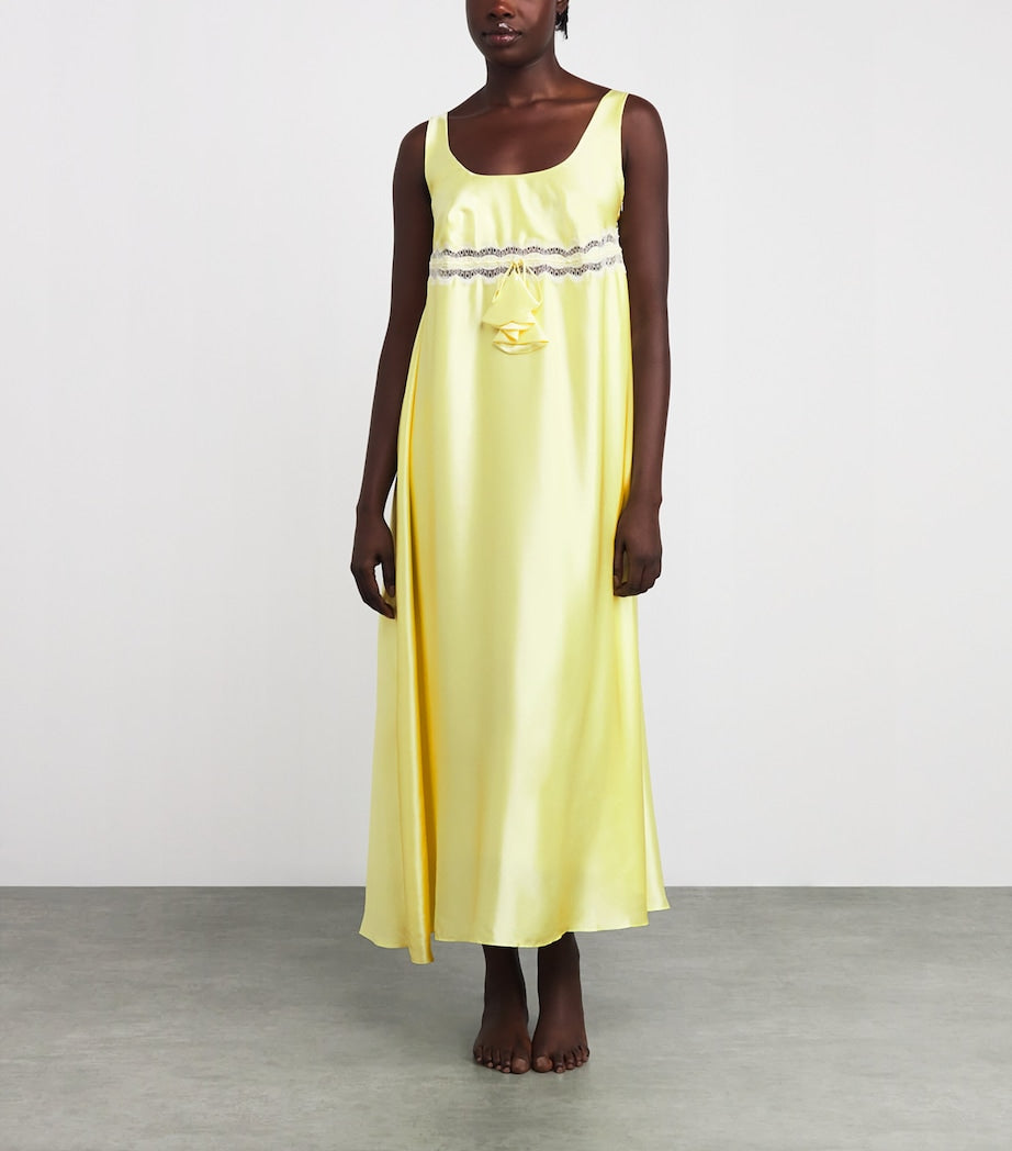 Silk Lace-Trim Carmen Nightdress BUTTERMILK/WHIT