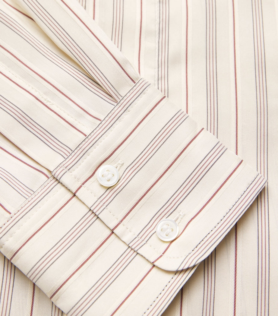 Le Kasha Multi Silk Stripe Uzud Maxi Shirt Dress