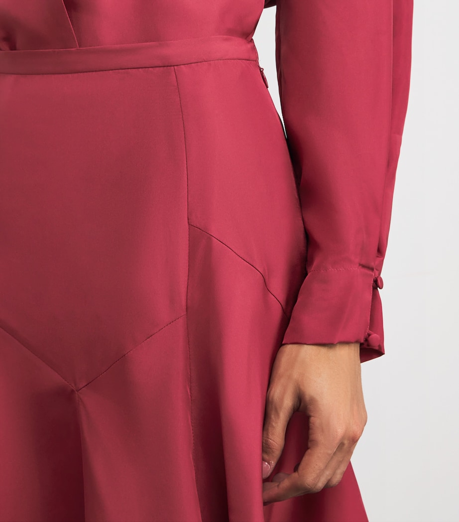Liberowe Burgundy Silk Dorothy Midi Skirt