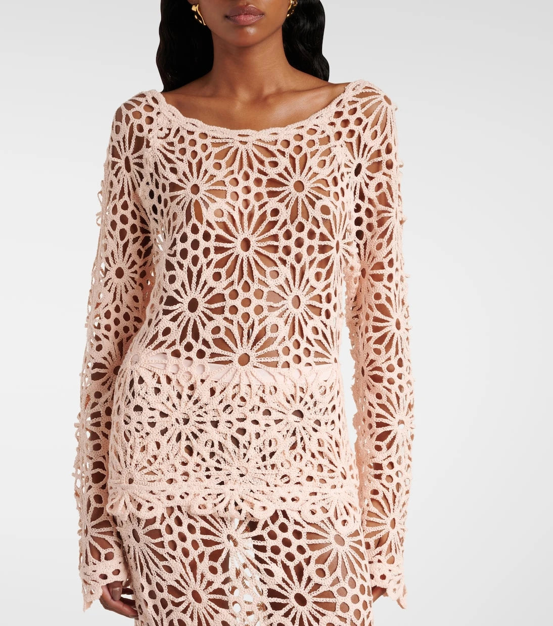 Norma Kamali - Crochet cotton-blend top