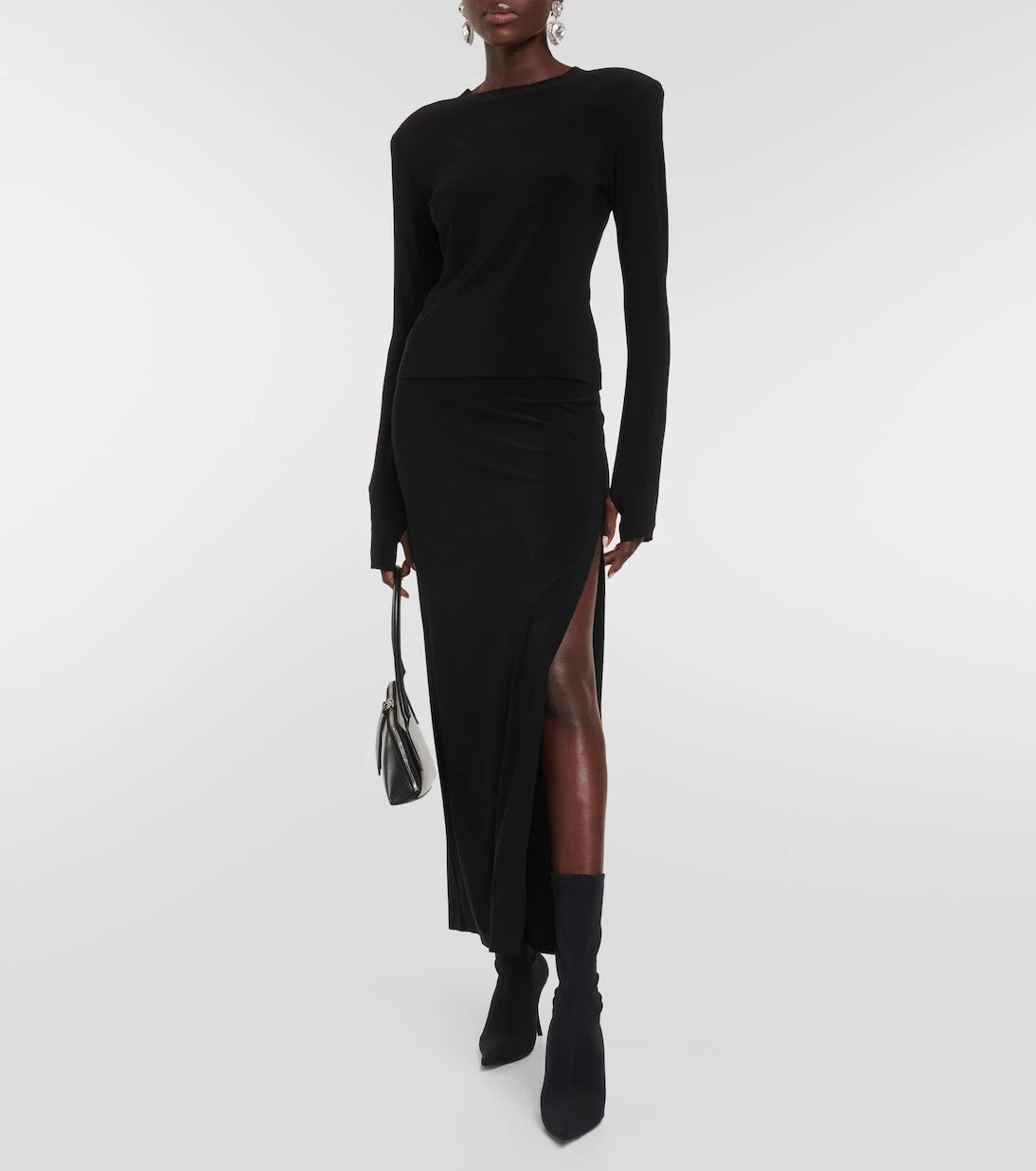 Norma Kamali - Side-slit jersey maxi skirt