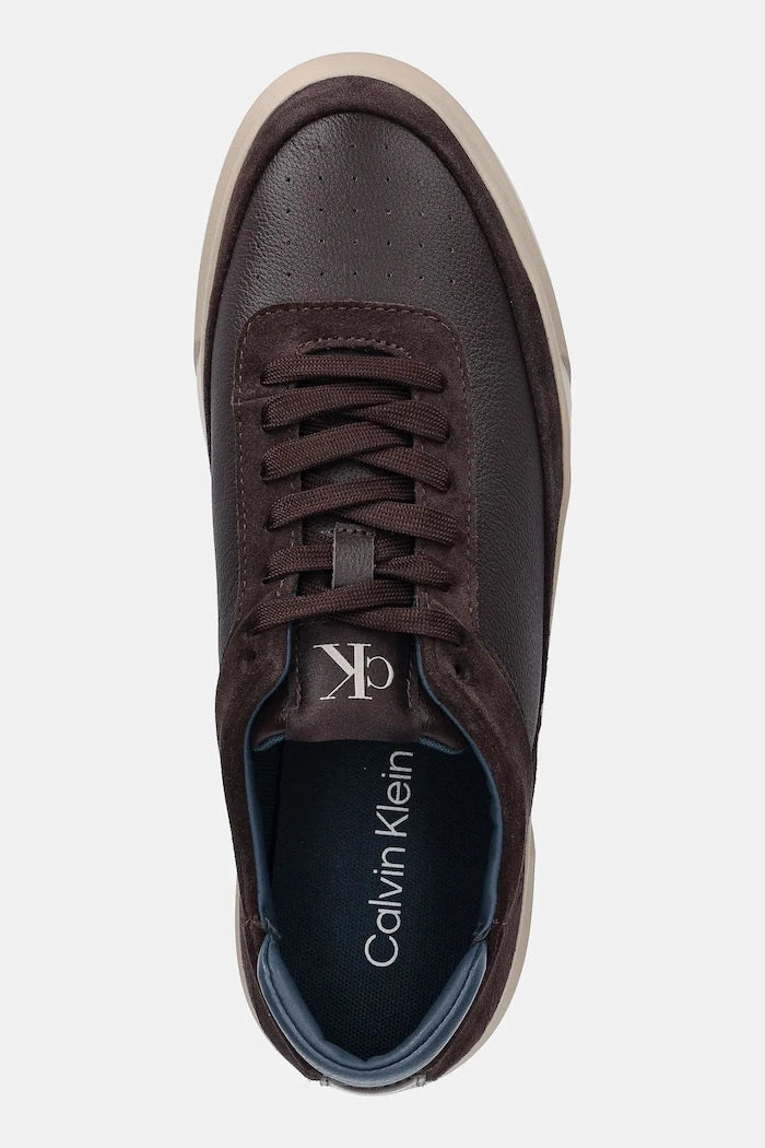Кожени маратонки Calvin Klein BASKET CUPSOLE LACEUP LTH-NU