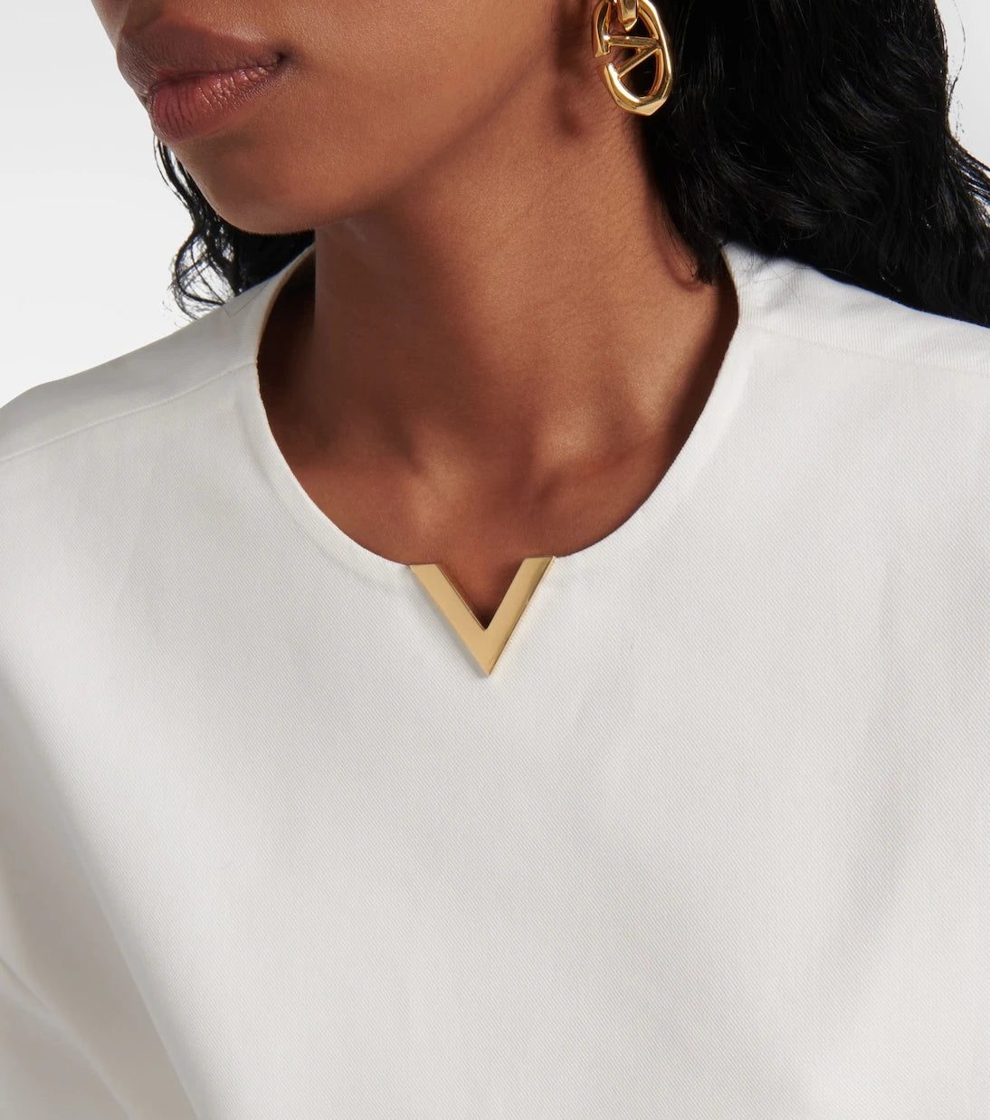 Valentino - VGold cotton gabardine crop top