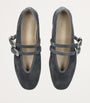 Le Monde Beryl Grey Suede Buckled Claudia Ballet Flats