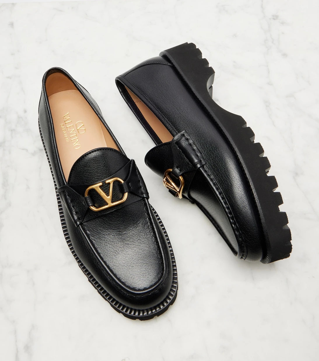 Valentino Garavani - VLogo leather platform loafers