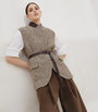 Brunello Cucinelli Yellow Virgin Wool-Silk Chevron Belted Vest