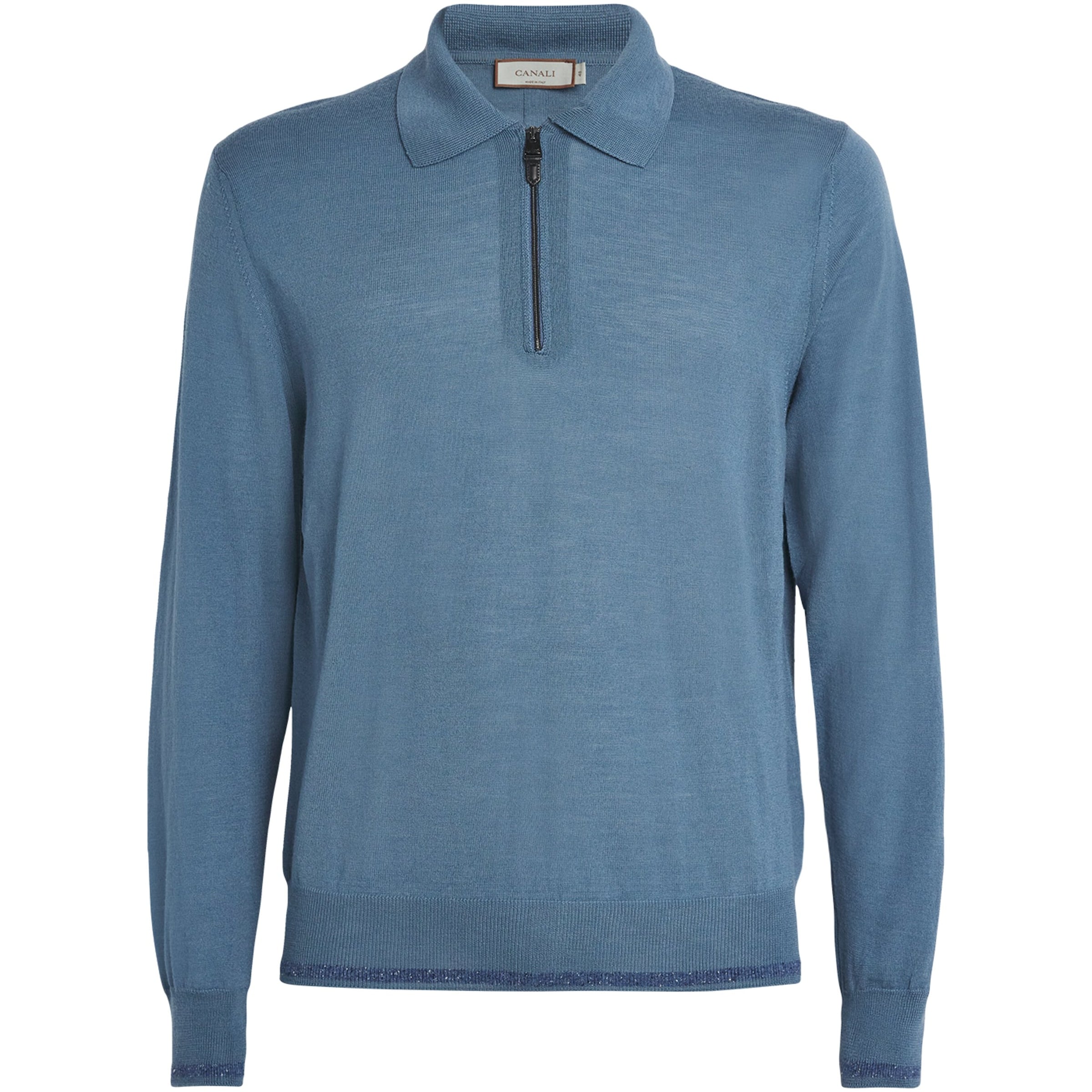 Wool-Blend Zip-Up Polo Shirt