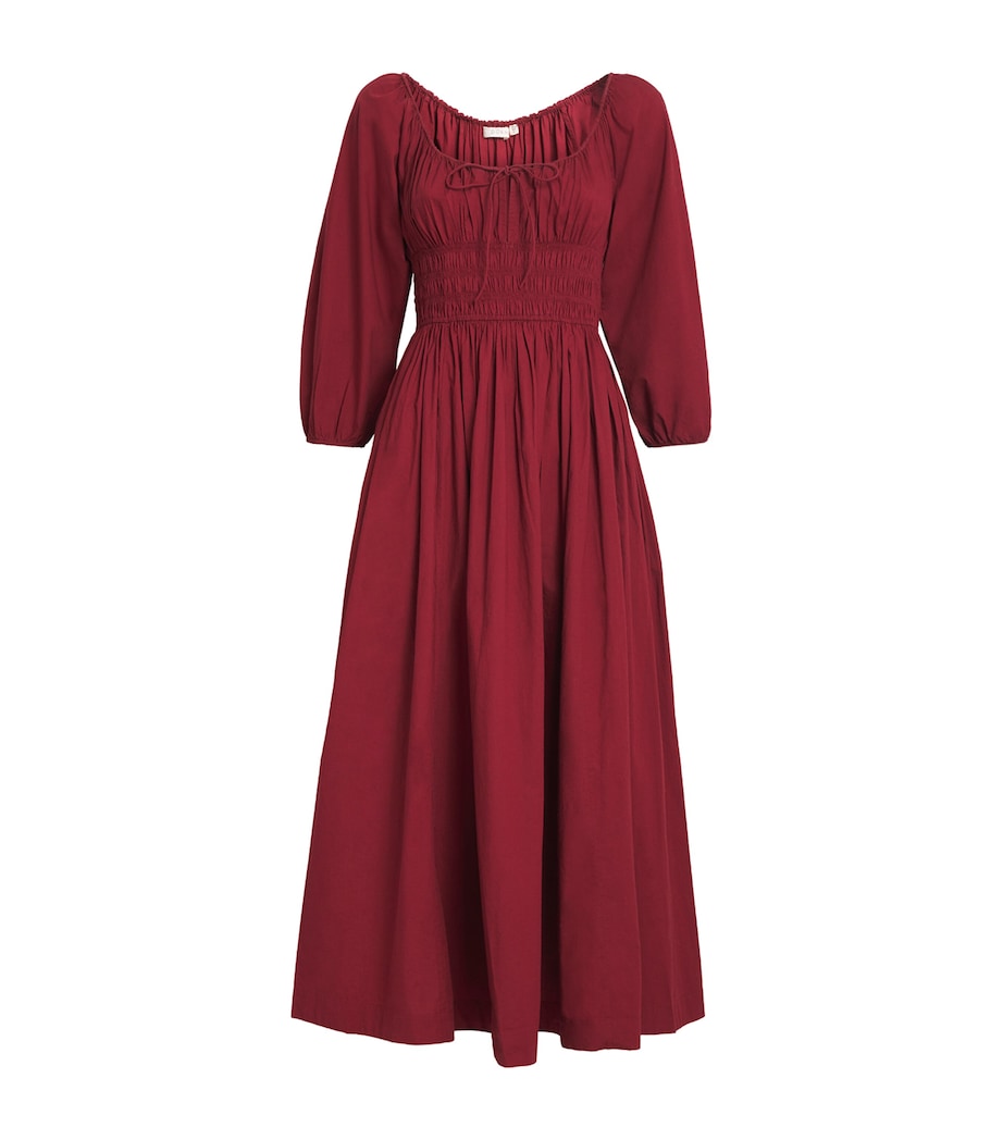 DÔEN Red Organic Cotton Quintessa Midi Dress