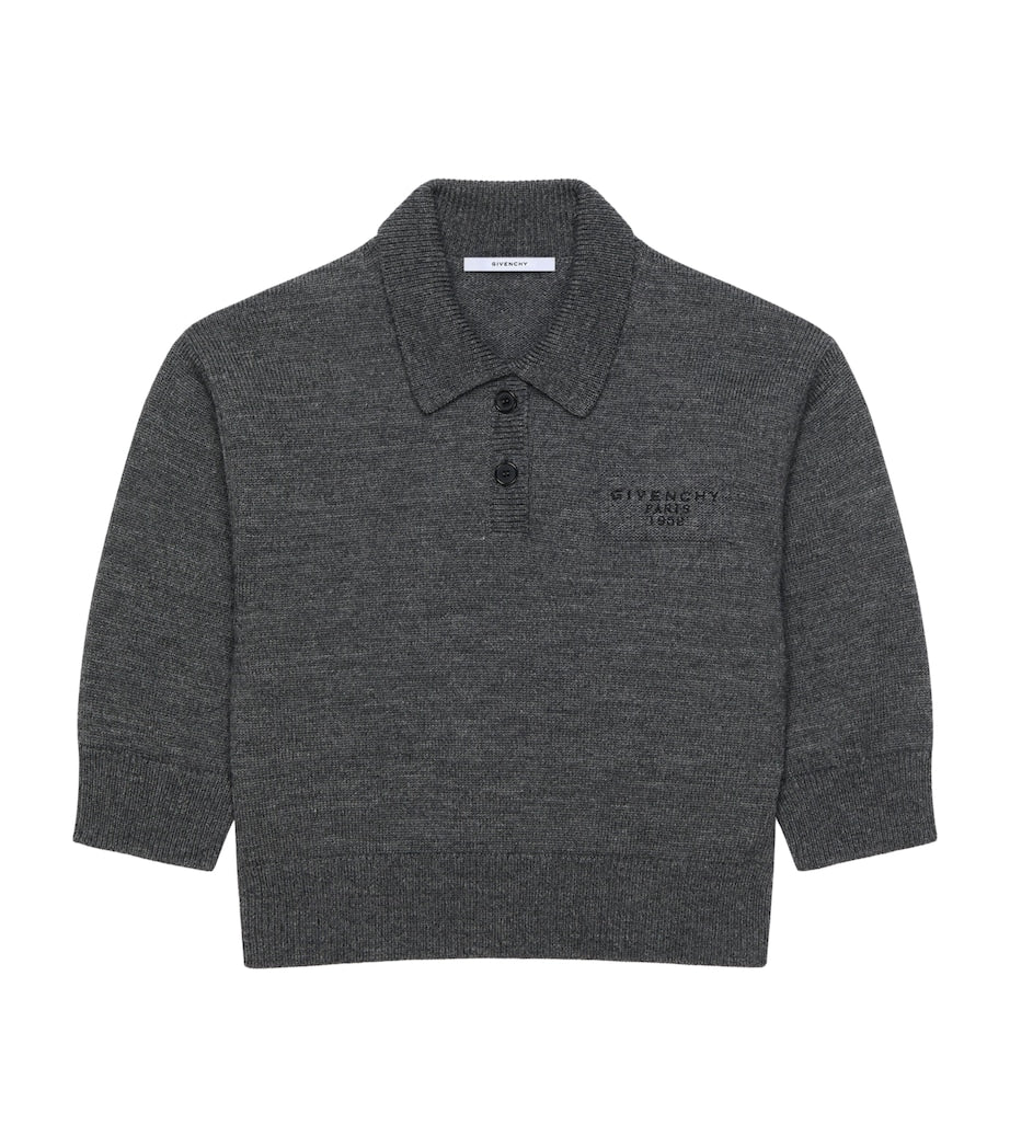 Givenchy Grey Wool-Alpaca Logo Polo Sweater