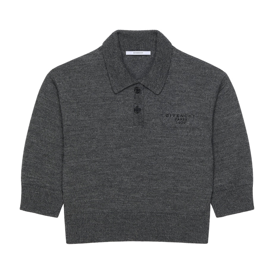 Givenchy Grey Wool-Alpaca Logo Polo Sweater