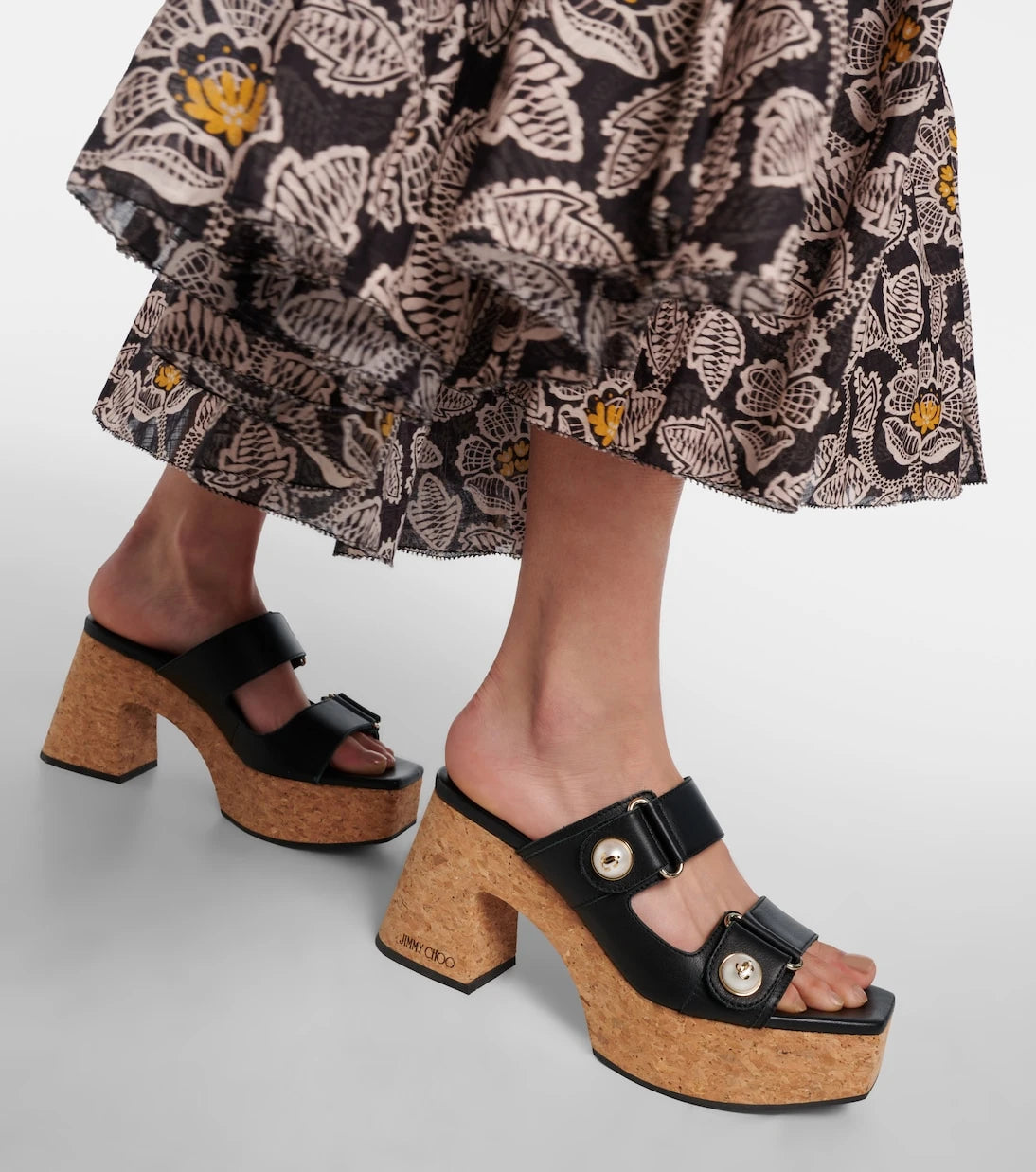 Jimmy Choo - Fayence leather platform mules