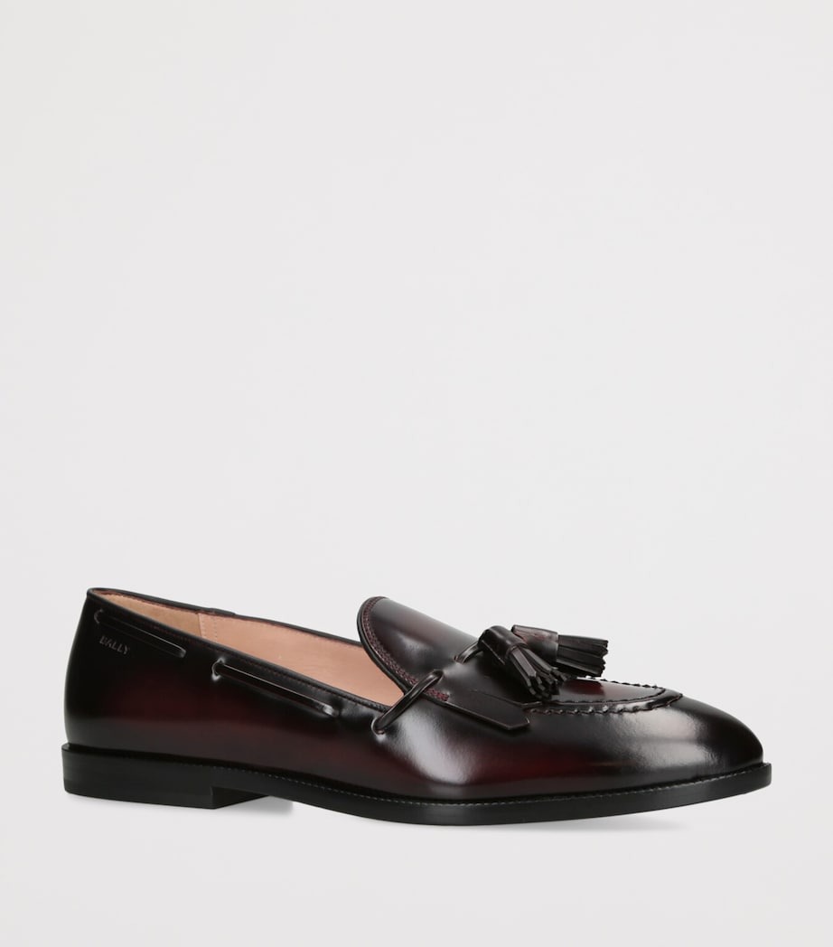 Bally Burgundy Leather Ethon Loafers