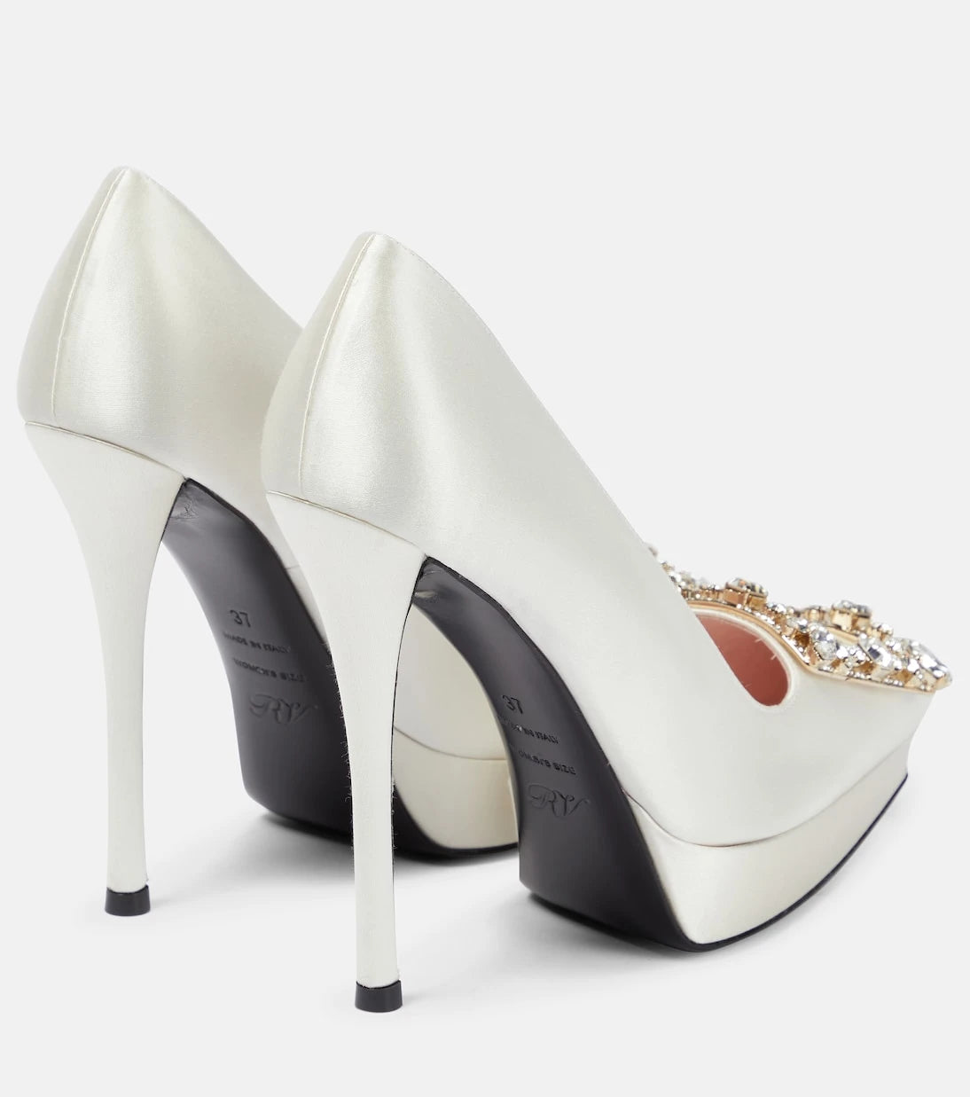 Roger Vivier - Flower Strass satin platform pumps