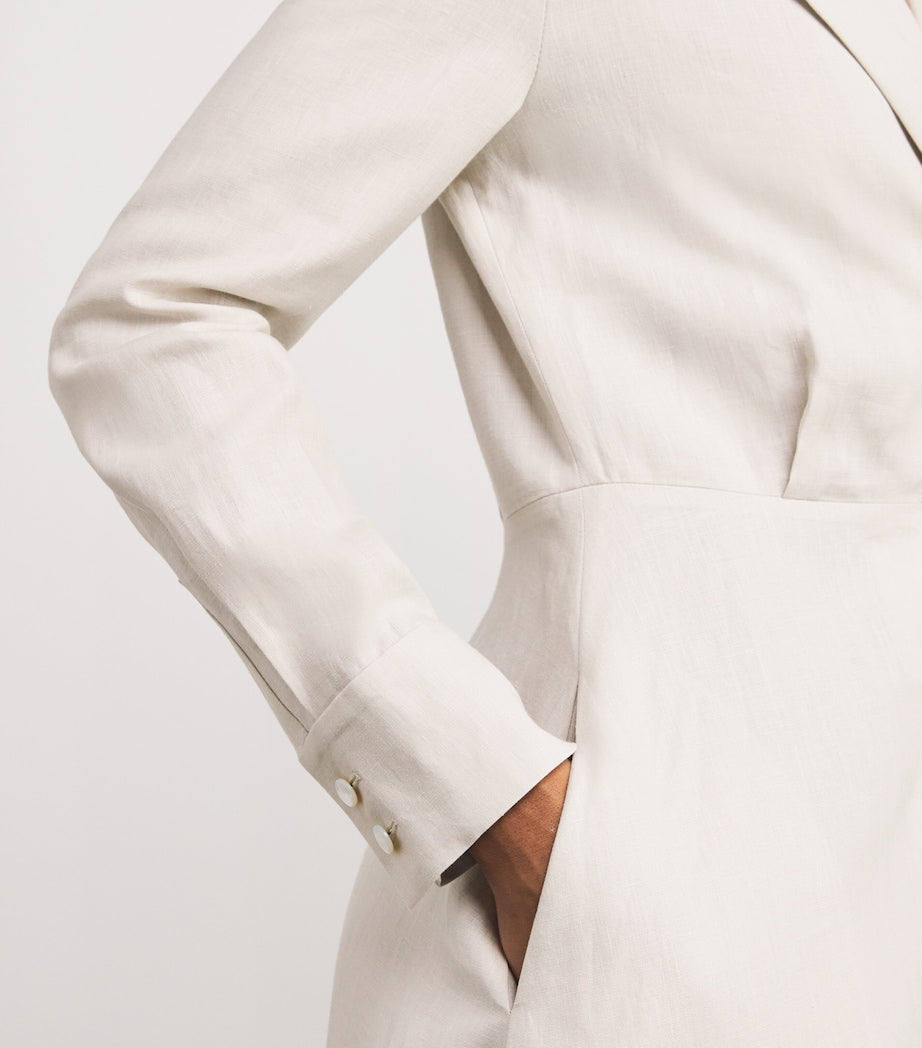 NOMADISSEM Beige Linen Surfrider Midi Shirt Dress