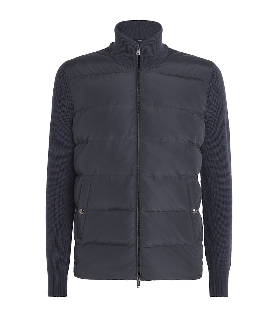 Grey Down Wool-Blend Hybrid Puffer Jacket