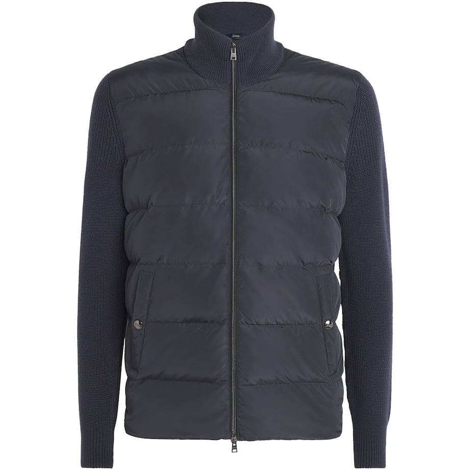Grey Down Wool-Blend Hybrid Puffer Jacket