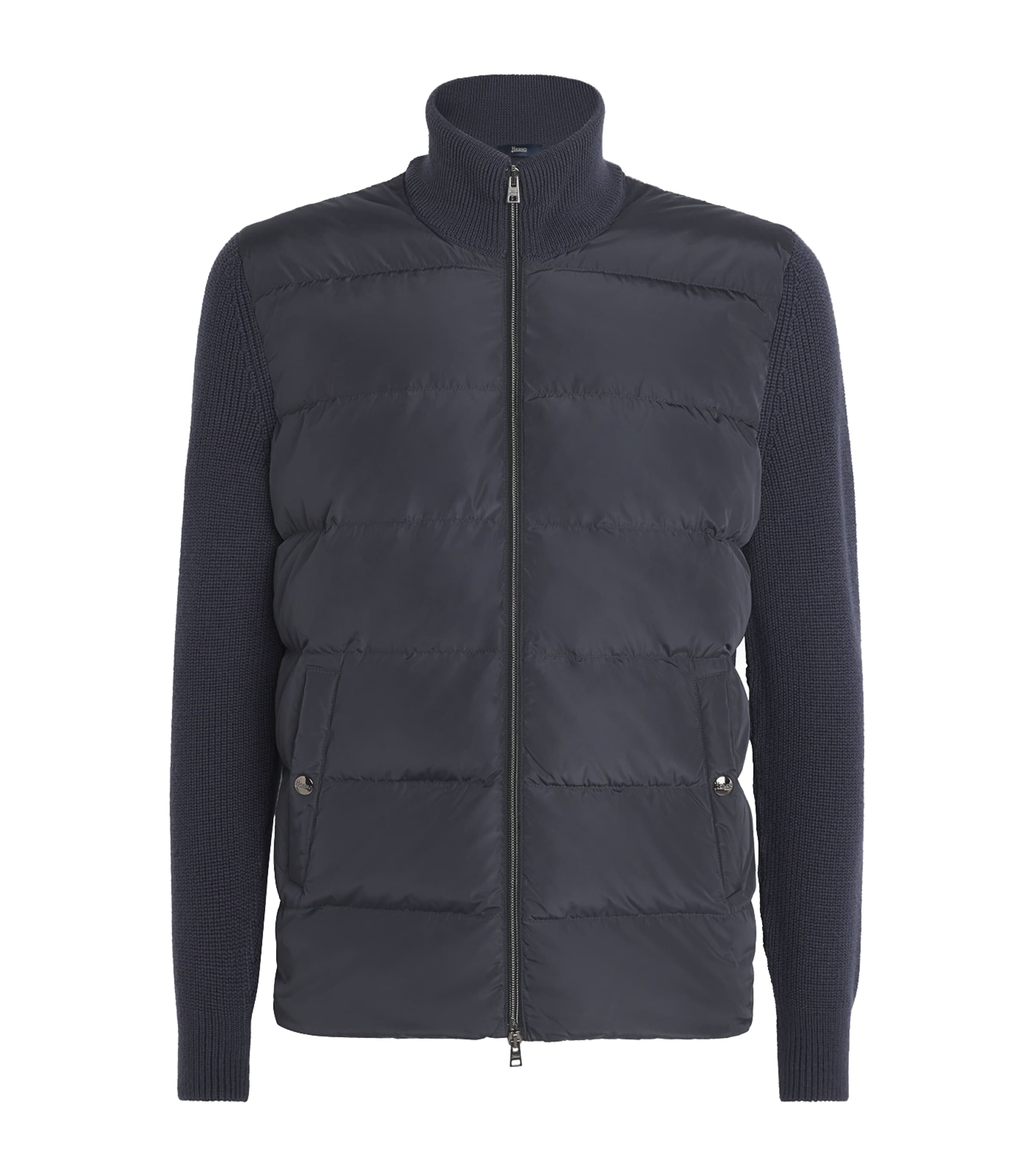 Grey Down Wool-Blend Hybrid Puffer Jacket