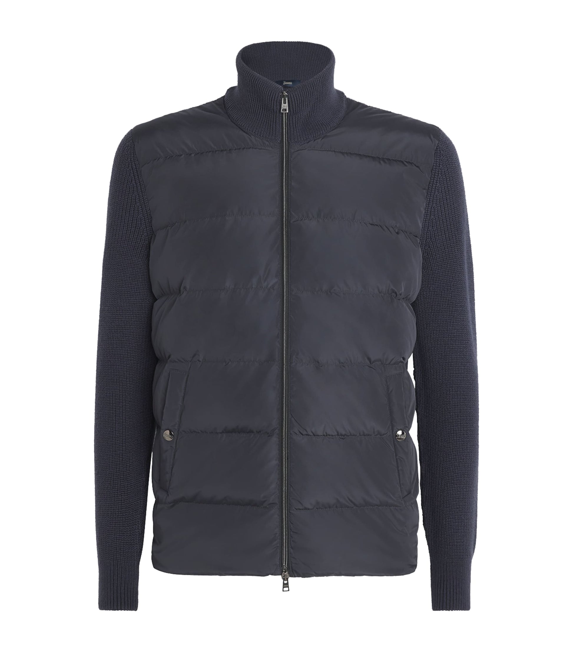 Grey Down Wool-Blend Hybrid Puffer Jacket