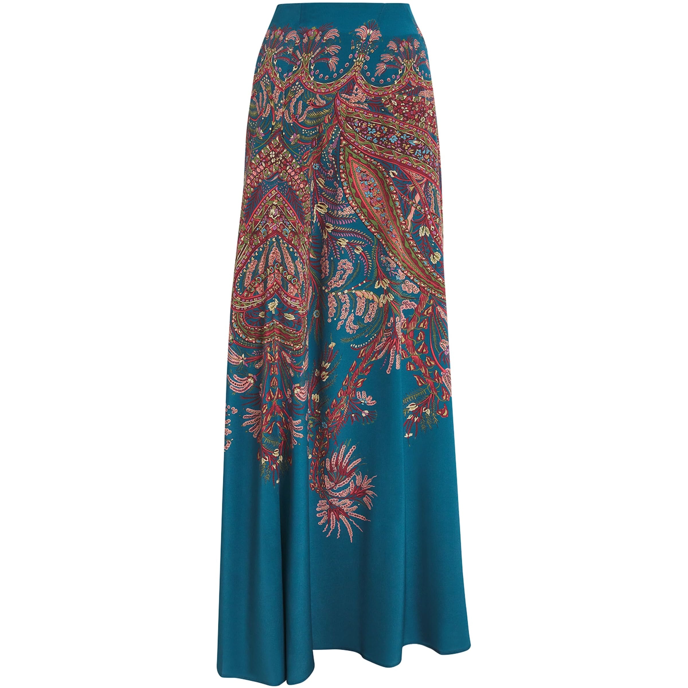 Etro Multi Silk Paisley Maxi Skirt