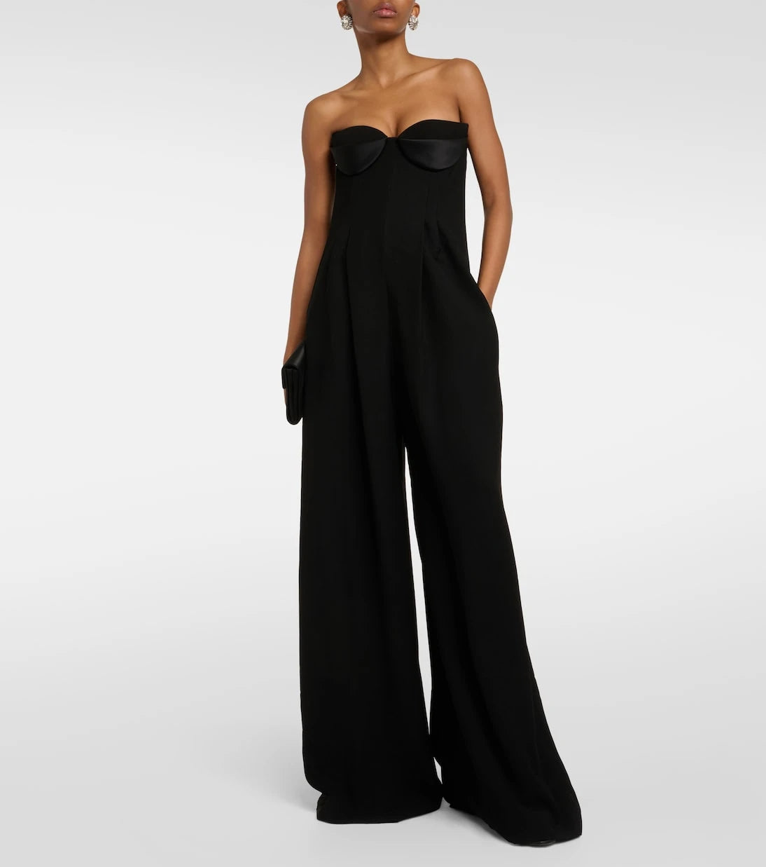 Mônot - Strapless crêpe wide-leg jumpsuit