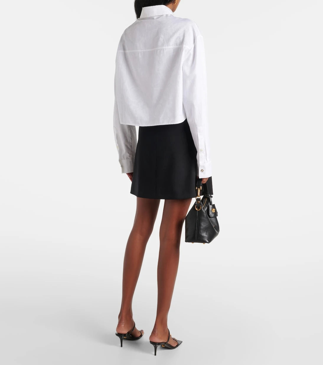 Versace - Barocco jacquard cropped cotton shirt