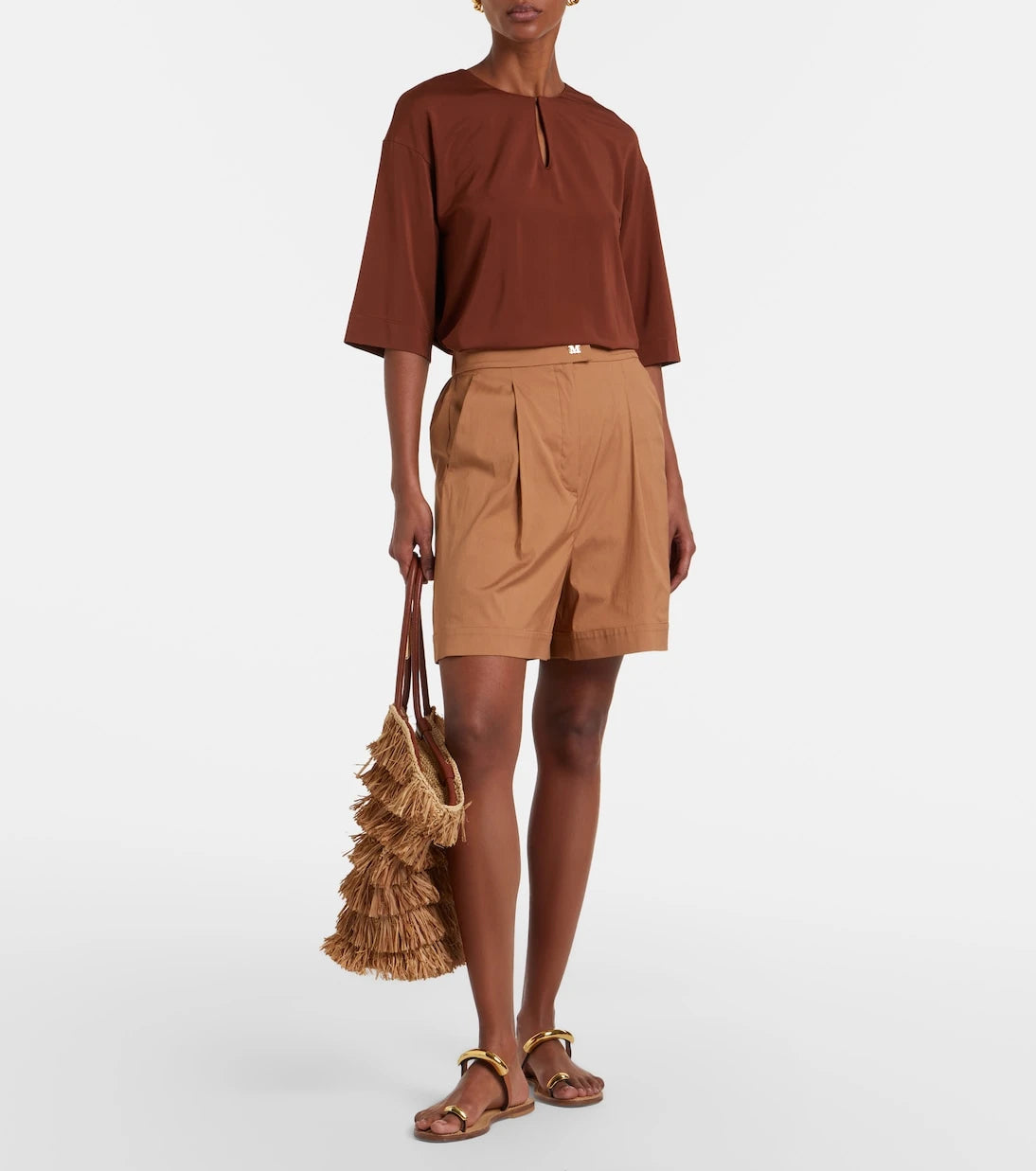 Max Mara - Medeola pleated cotton-blend Bermuda shorts