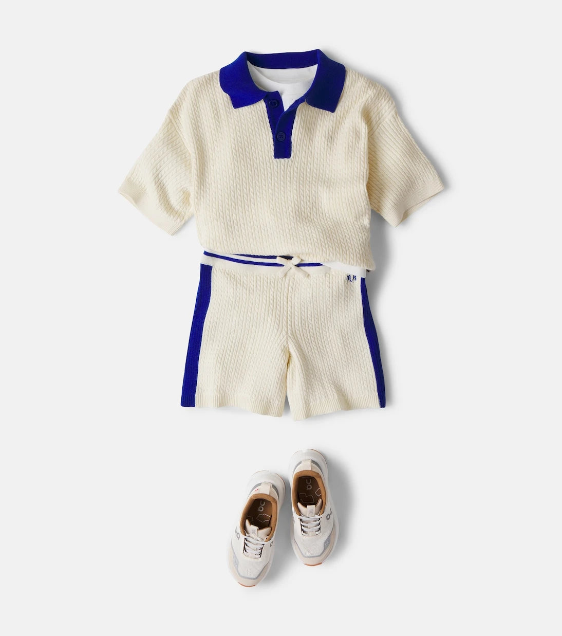 Mini Rodini - Cable-knit cotton polo shirt