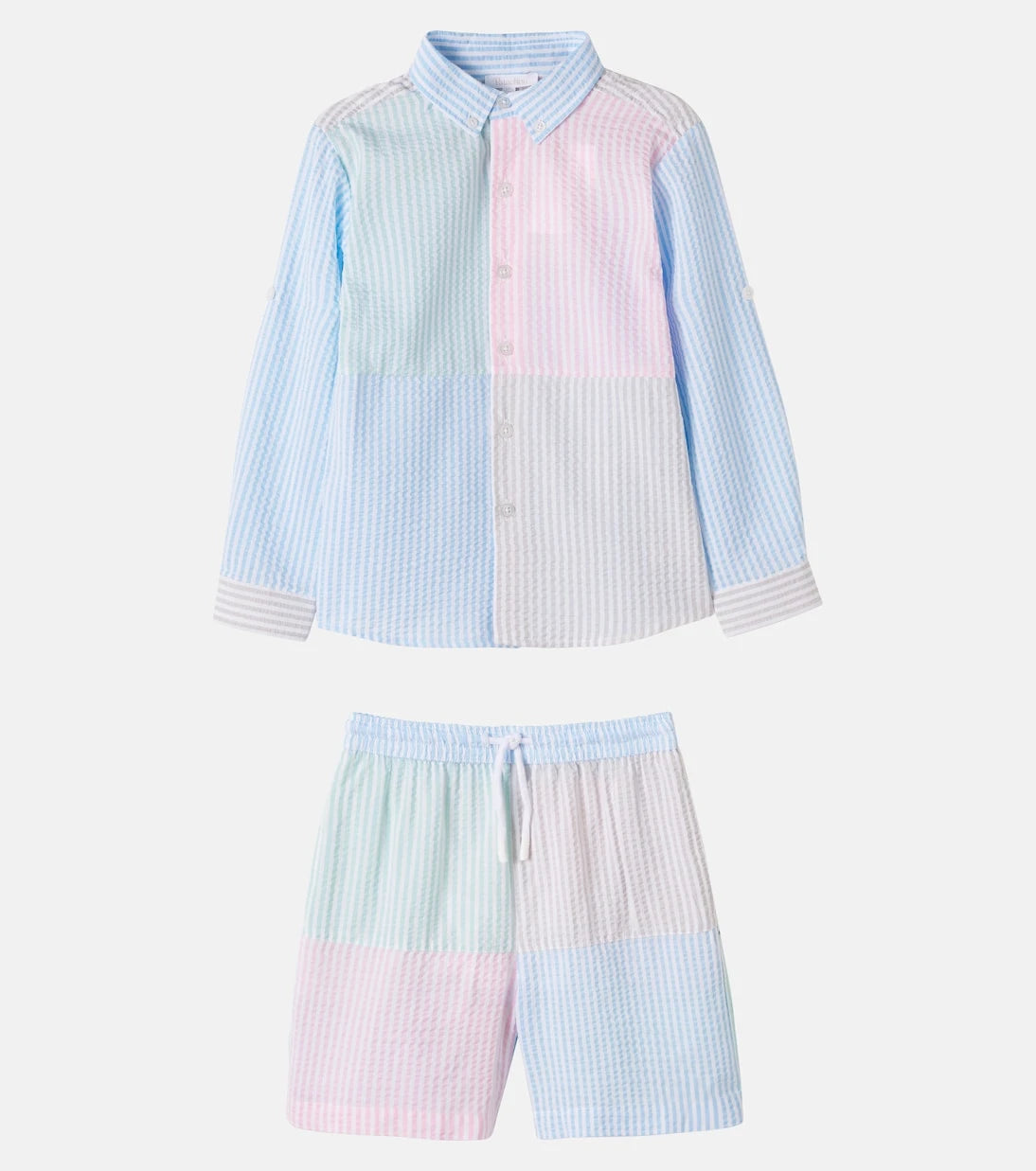 Patachou - Striped seersucker shirt and shorts set