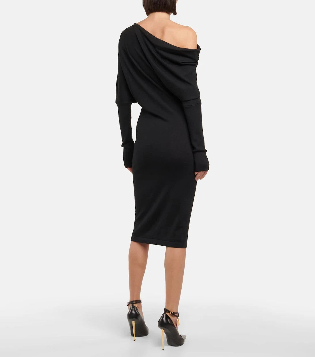 Tom Ford - Cashmere and silk off-shoulder midi dress