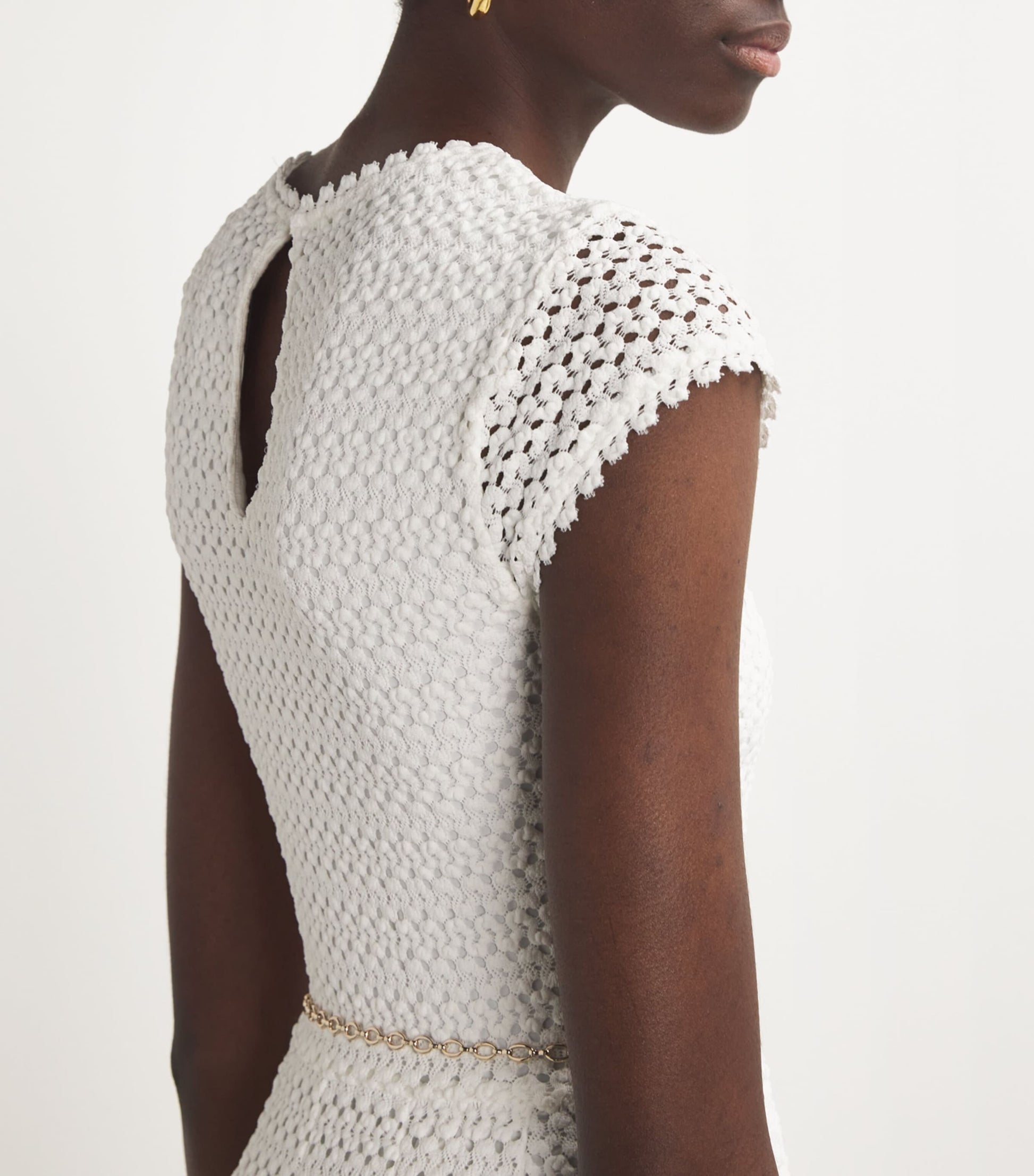 Maje White Crochet Midi Dress