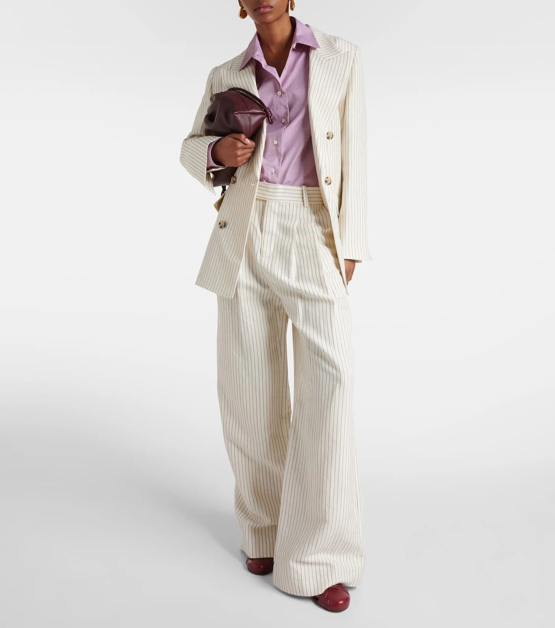 Frame - Mid-rise cotton and linen wide-leg pants