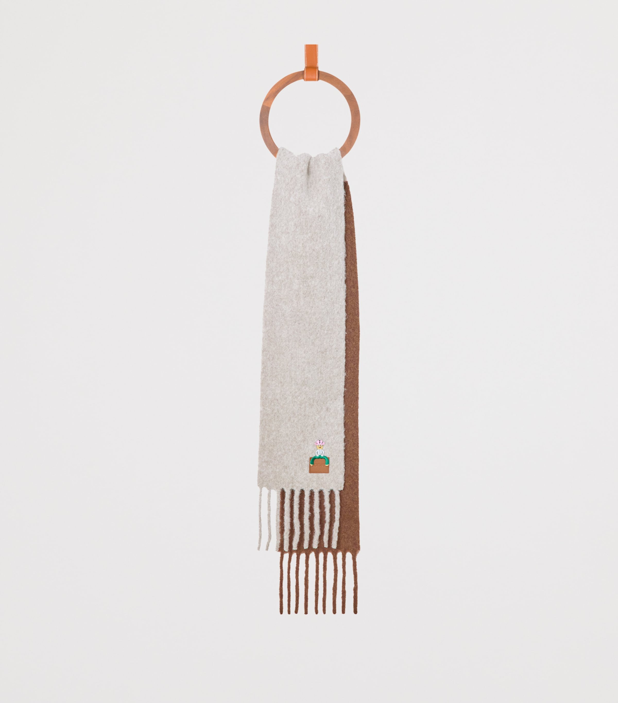 LOEWE Grey Alpaca-Blend Embroidered Scarf