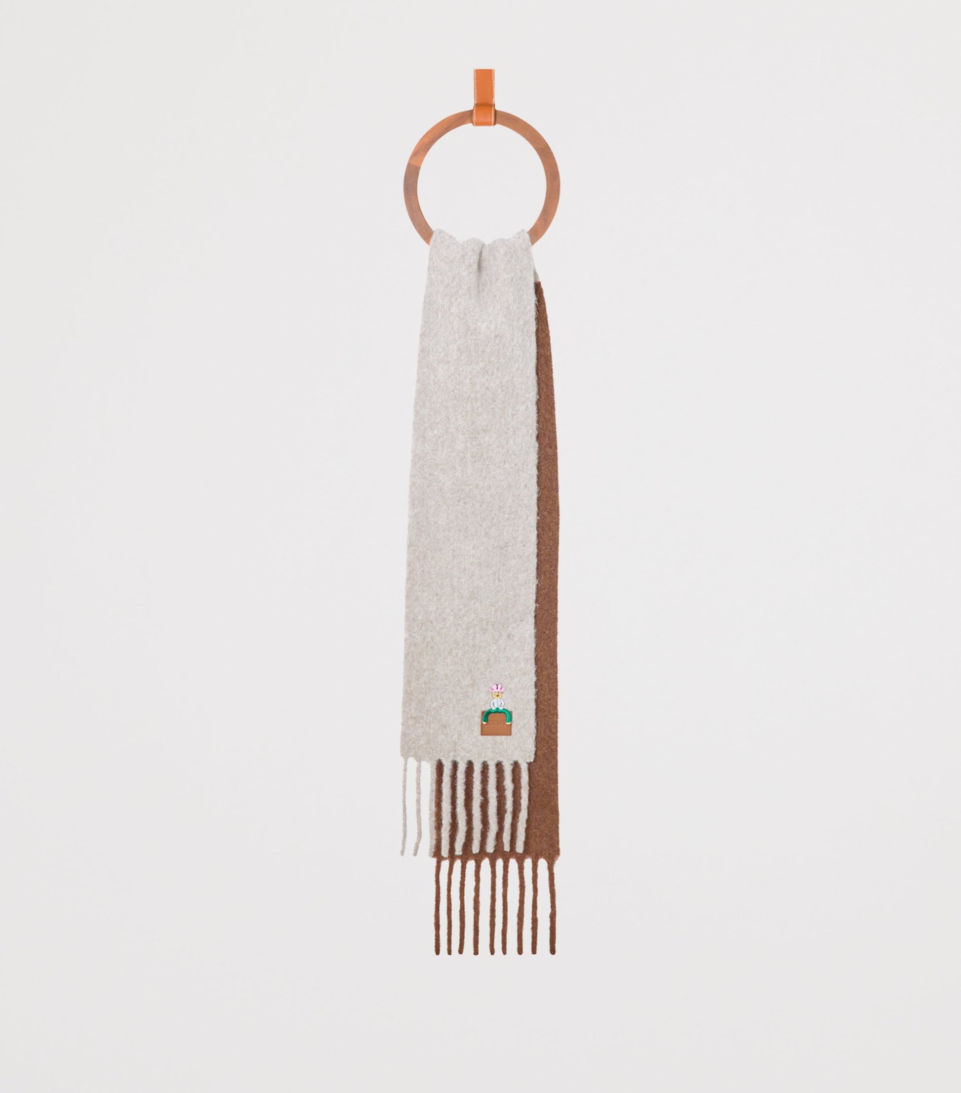 LOEWE Grey Alpaca-Blend Embroidered Scarf