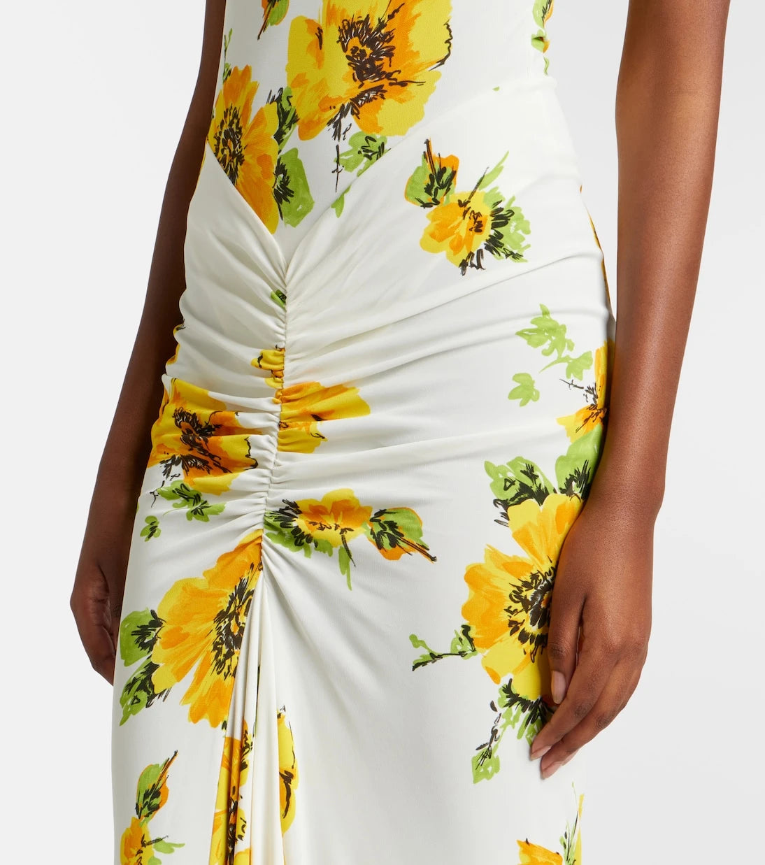 Alaïa - Floral ruched jersey maxi dress