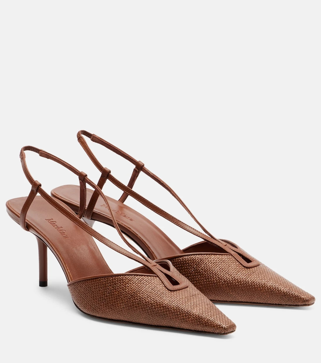 Max Mara - Leather-trimmed slingback pumps