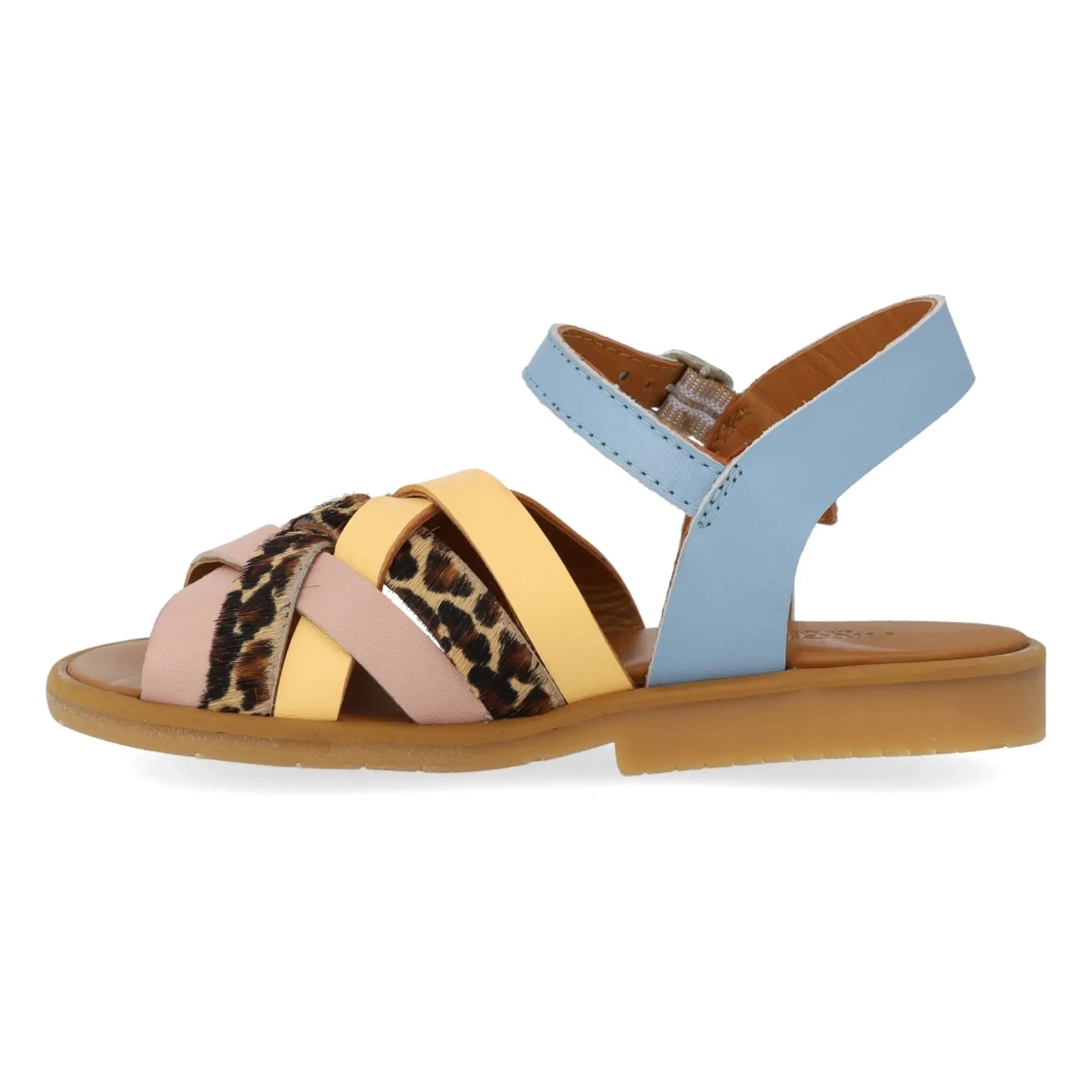 Angulus - Leopard Braided Sandals | Light blue