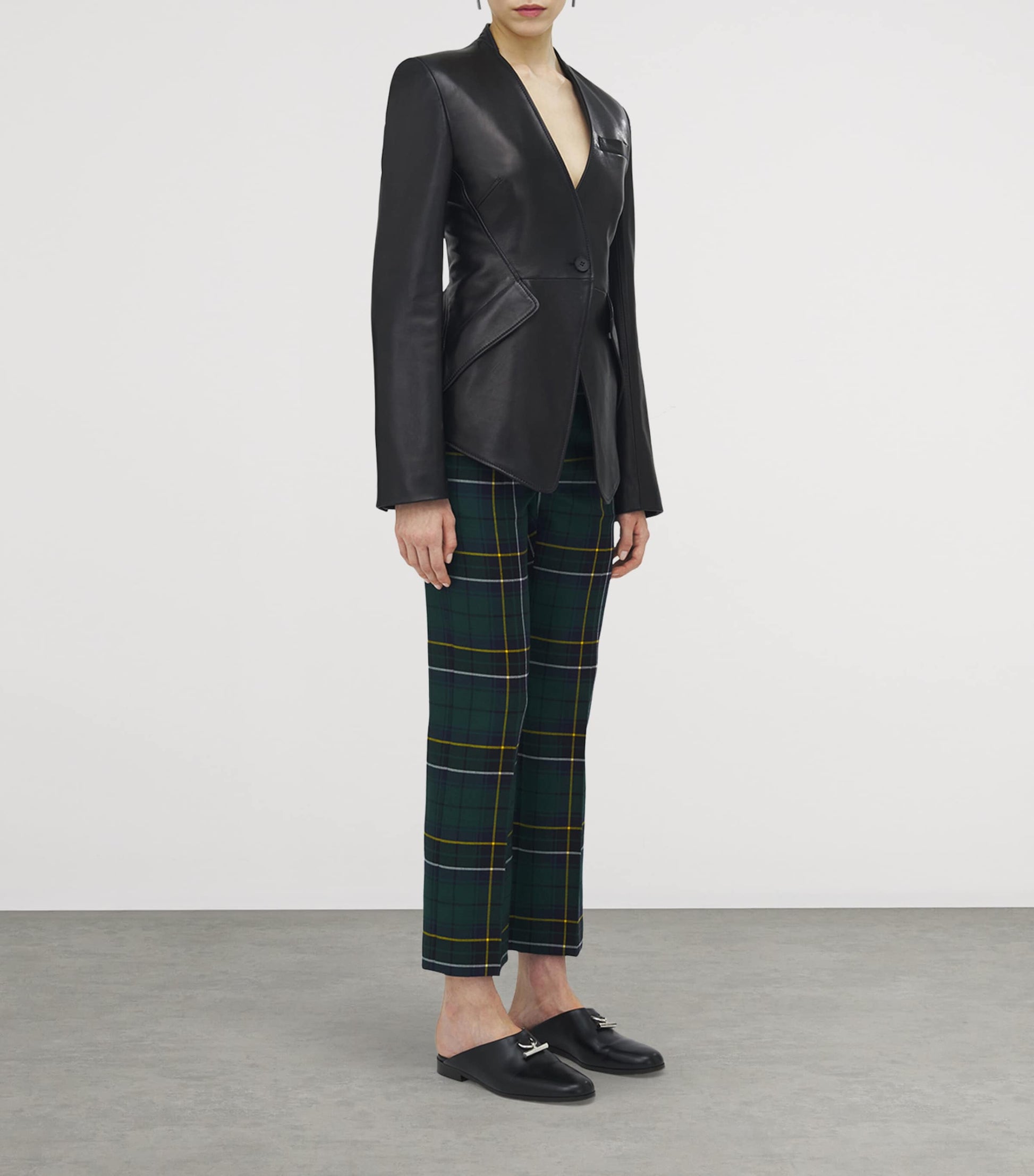 McQueen Black Leather Peplum Jacket