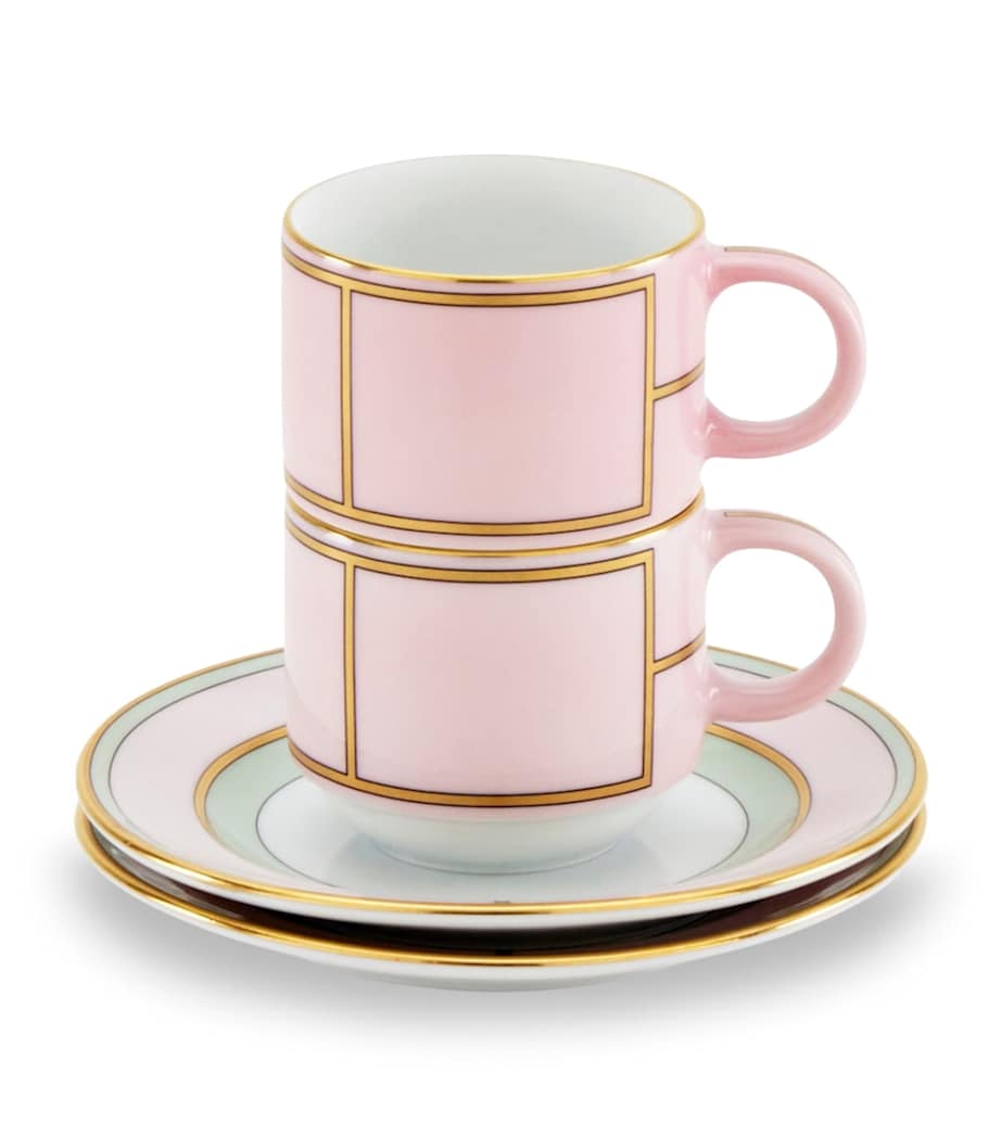 Set of 2 Colonna Diva Rosa Coffee Cups and Saucers