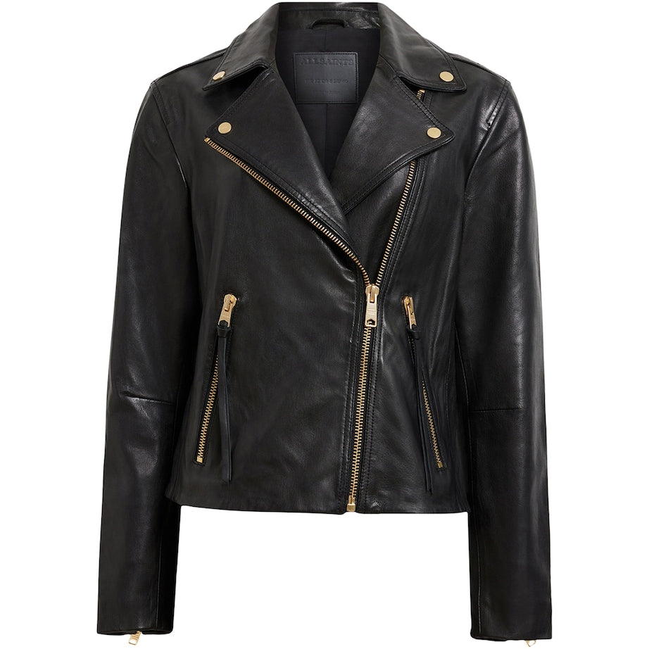AllSaints Black Leather Dalby Biker Jacket