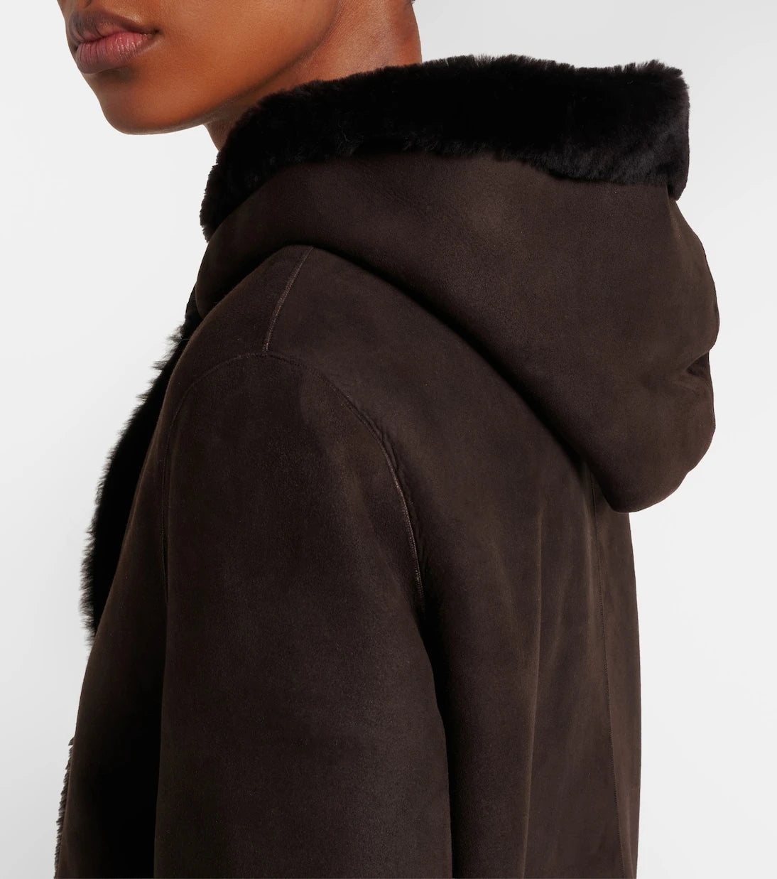 The Row - Anaya hooded shearling-trimmed suede coat