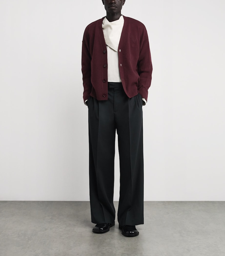 AMI Paris Black Wool-Cashmere Ami De Coeur Cardigan