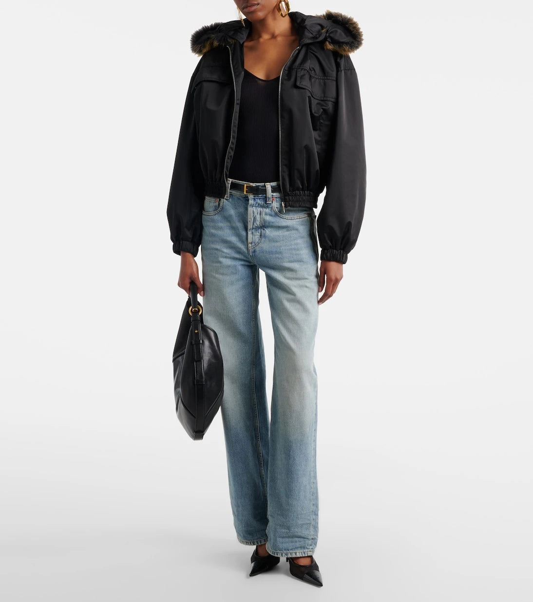 Saint Laurent - Ribbed-knit silk top