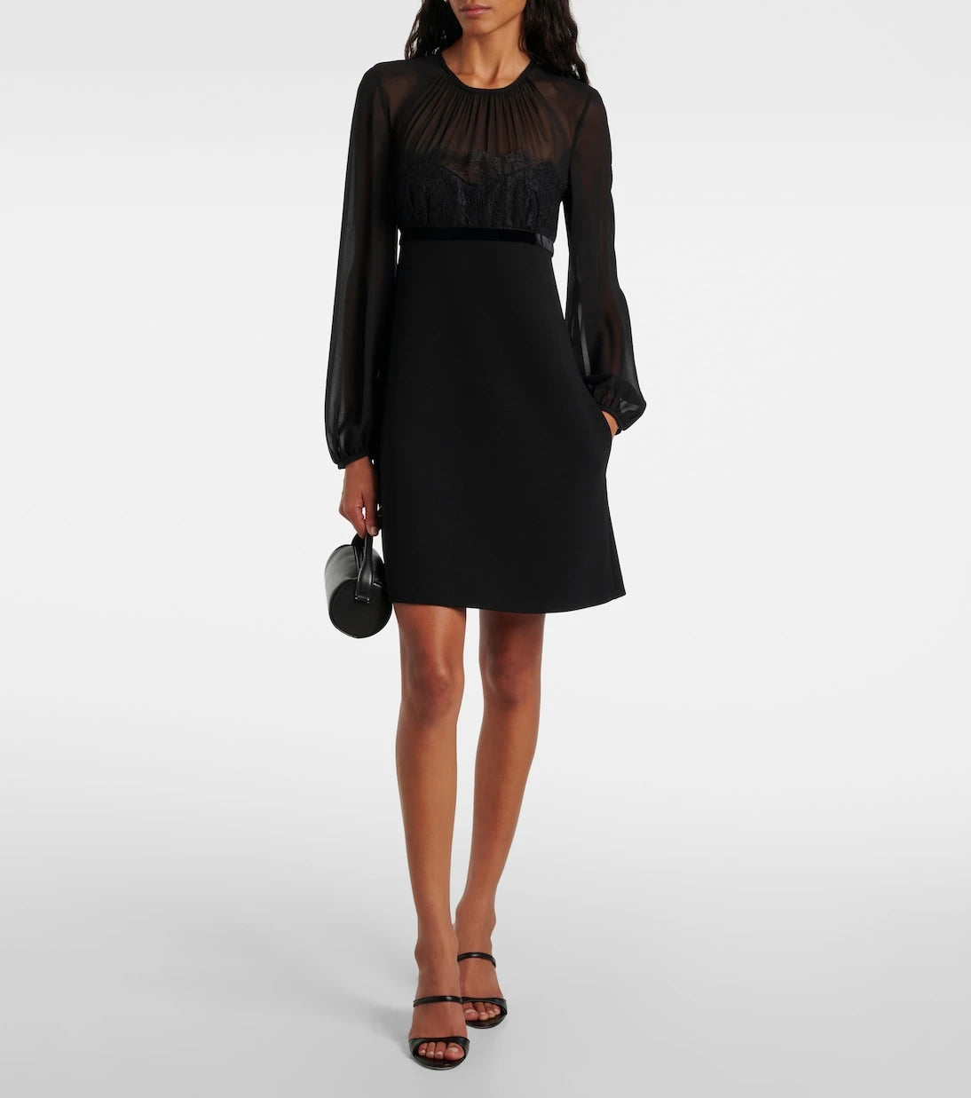 Max Mara - Jader sablé and silk georgette minidress